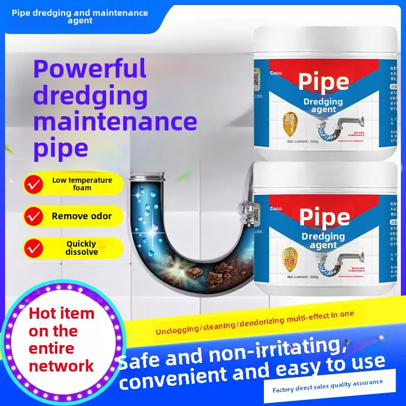 Pipe Cleaner Powerful Dissolver for Toilets and Kitchen Drains Oil Clogs Odor Removal Powder Deodorizing Magic Tool