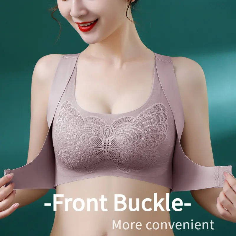 Four Seasons Sports Bra,Multi Color Butterfly Face,Women Gathered without Steel Ring, Two-in-One Front Buckle Correction, Seamless Beautiful Back Chest Wrap Underwear