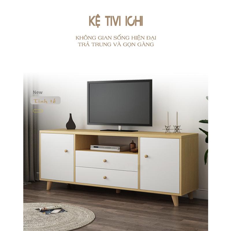 Kệ tivi phòng khách phong cách Bắc Âu hiện đại, chắc chắn dễ dàng lắp ráp ND59