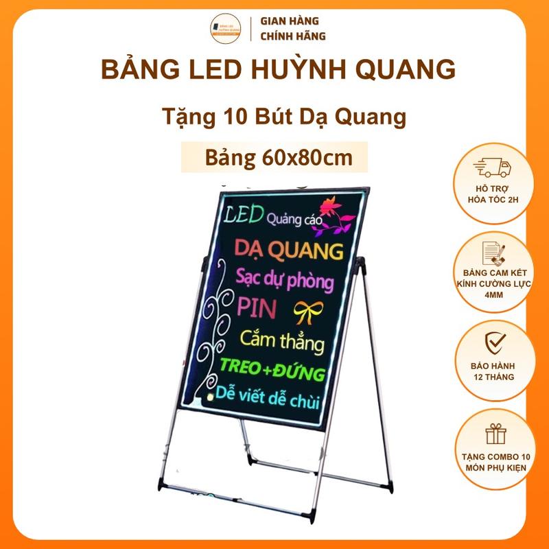 Bảng Led Huỳnh Quang Kích Thước 60x80cm, Mặt Kính Cường Lực 4mm, Tặng Combo 10 món phụ kiện - Quảng Cáo Quang Led