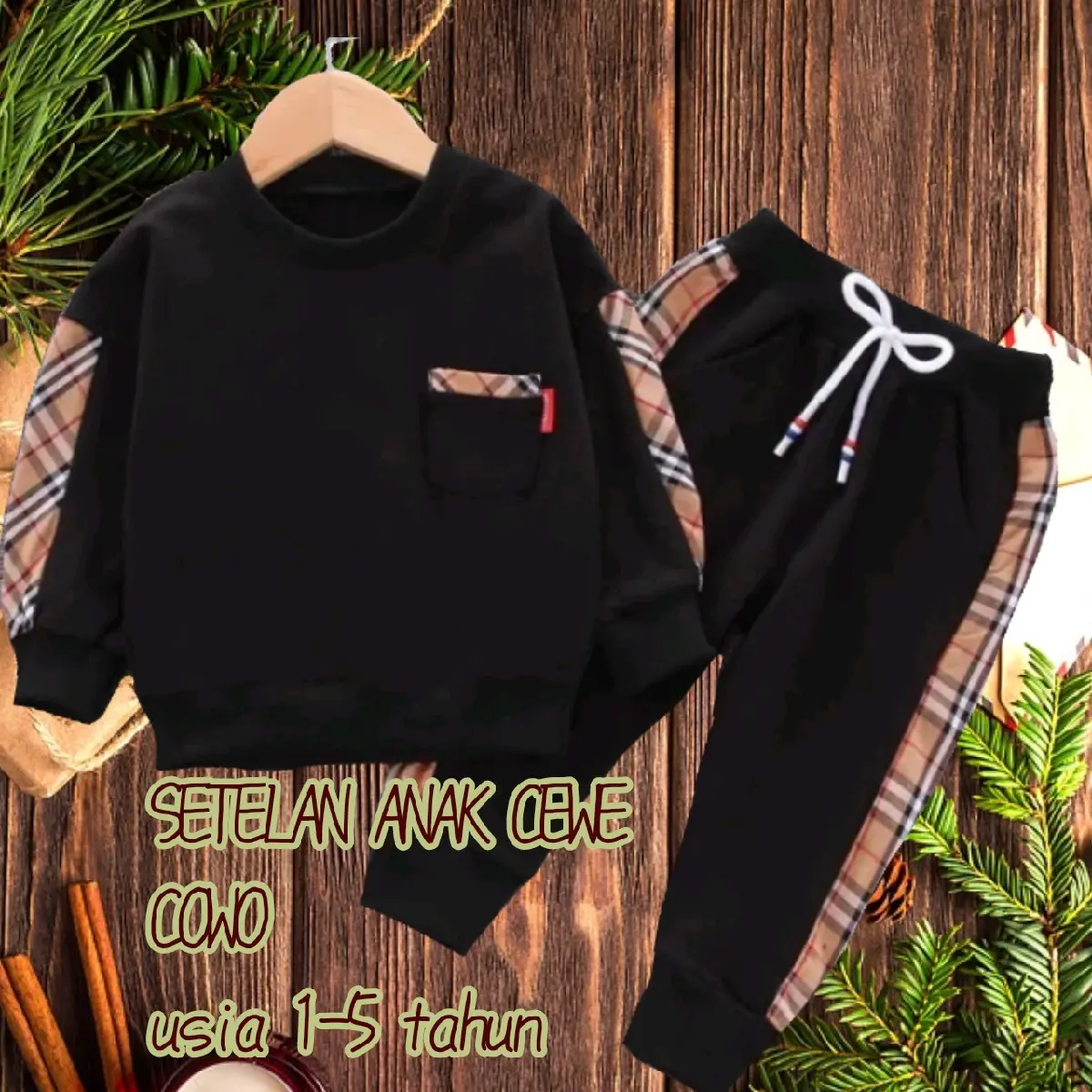 setelan anak laki laki perempuan Setelan sweater joger Lengan panjang anak 1 sampai 5 tahun