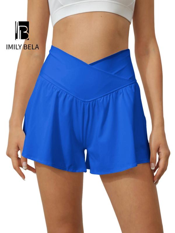 Women's Summer Plain High Waist Sports Gym Shorts, Solid Clothes Women, Casual Sporty Shorts for Tennis Running Gym Workout, Ladies Sportswear Bottoms for Summer 2
