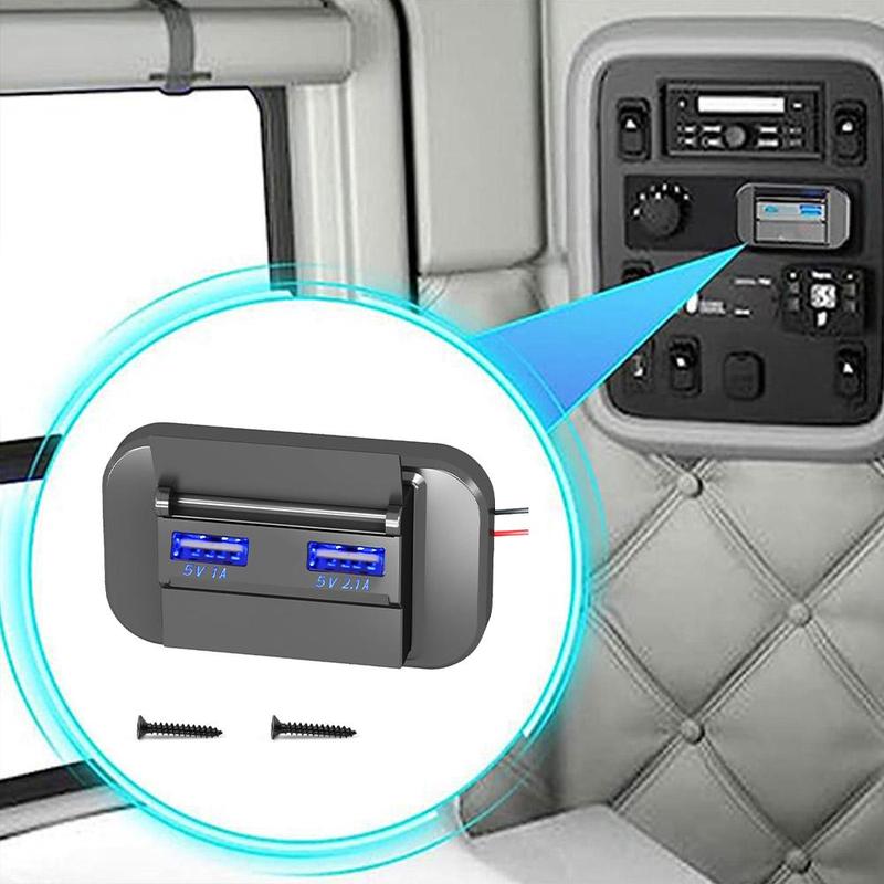 Product Introduction of Car 5V/1A 5V/1.5A PD 2 USB Port Fast Charger Socket Power Charge Outlet Panel D0J8 60