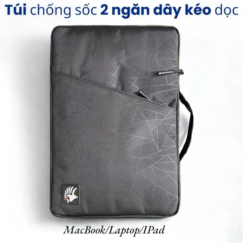 Túi chống sốc Laptop Macbook  iPad full size 12/13/15/15/16 hai ngăn có quai xách lót nhung dây kéo  nhiều  màu
