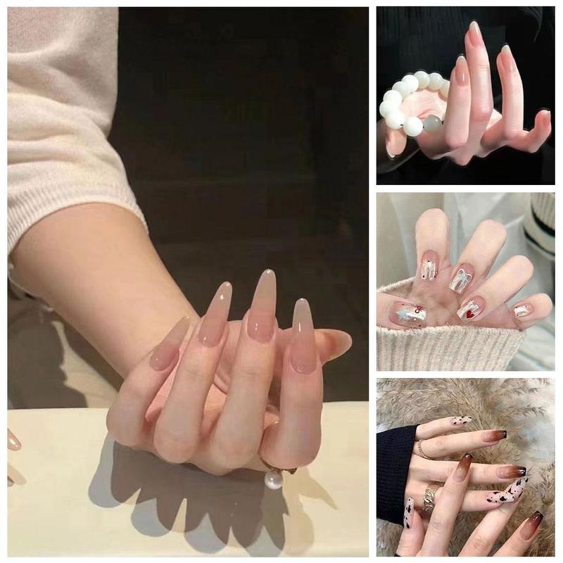 Product Introduction of 24Pcs Fake Nails Set Light Luxury Flashing False Nails French Wearable Nails Removable False Nails 43