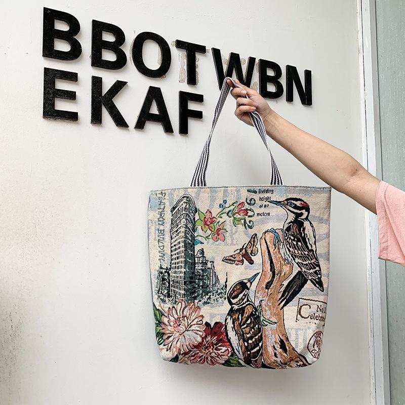 Bộ sưu tập Túi tote hình Chim phong cách Hàn quốc, túi vải nữ đeo vai vải canvas 2
