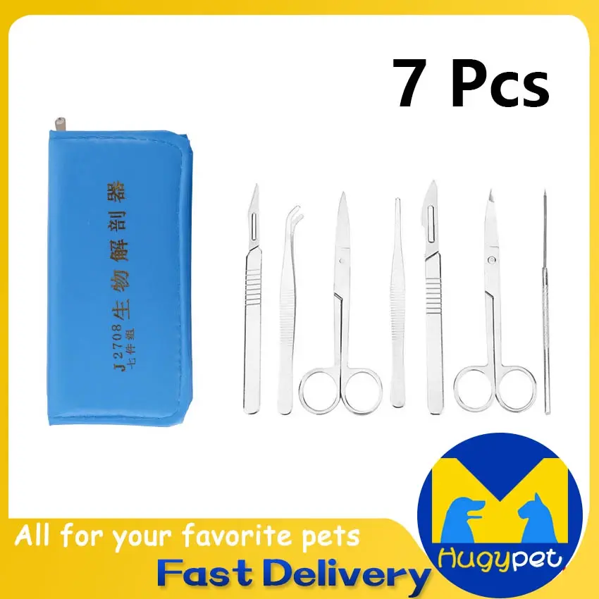 7 pcs /set Dissector Microscope Dissecting Tool Kit Stainless Steel For Specimen Making