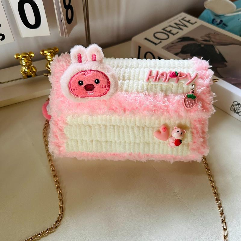 Túi Handmade Tự Đan Gấu Dâu DIY Phối Màu Trang Trí Loopy Gấu Dâu dễ thương - Phụ Kiện Đan Túi có kèm hướng dẫn chi tiết Bag Kem Nữ Đeo Vai Lady Nhung Tote Canvas Ngọc Đeo Chéo Chữ Nhật