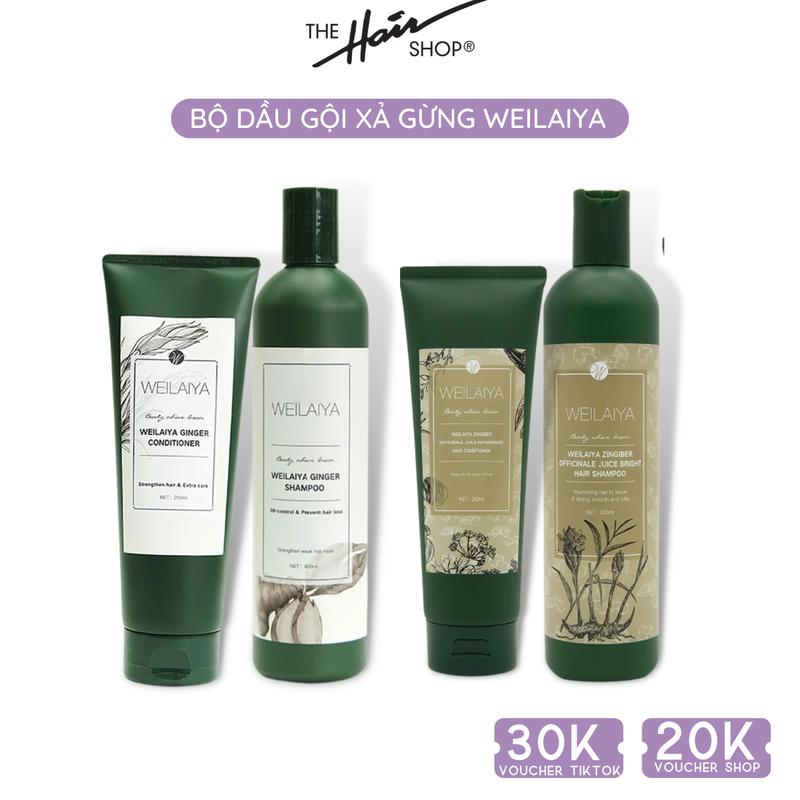 Bộ dầu gội xả chiết xuất gừng Weilaiya Gội 400ml+Xả 250ml