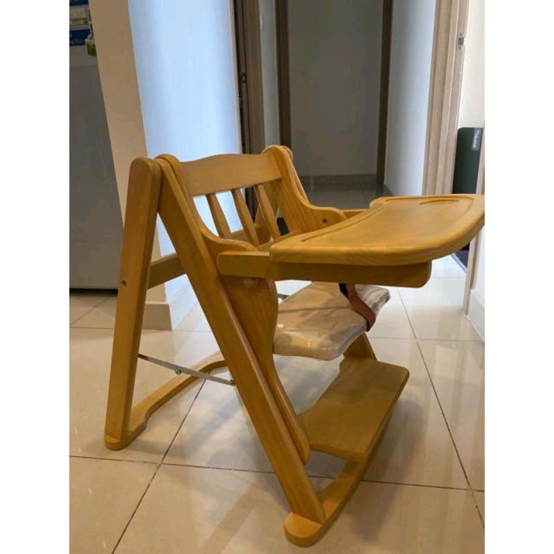 Ghế Gỗ Ăn Dặm Cho Bé - Xếp Gọn và Điều Chỉnh Được Độ Cao Thấp 4