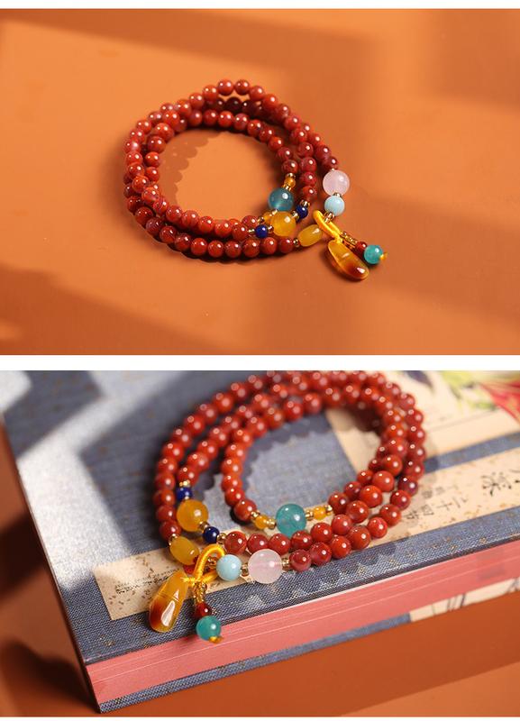 Product Introduction of 1PCS Colorful Ethno-Chic: Triple Loop Bracelet - Nature-Inspired Accents - Vintage Style Beaded Strand - Unisex Design 6