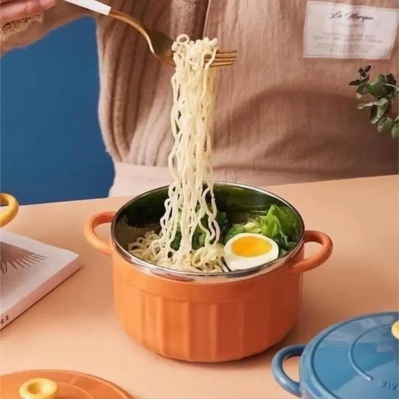 Tô Ăn Mì, Tô Đựng Cháo Chống Nóng 2 Lớp Cách Nhiệt Có Nắp Đậy 2 Quai Tiện Dụng 1