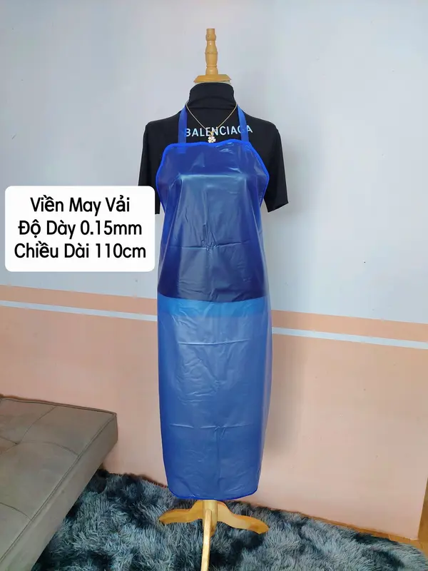 [ Loại Viền May Vải ] Tạp Dề Nhựa Chống Thấm Nước, Yếm Nhựa Thủy Sản, Viền May Vải. PVC Phòng vệ sinh bao  tay 1