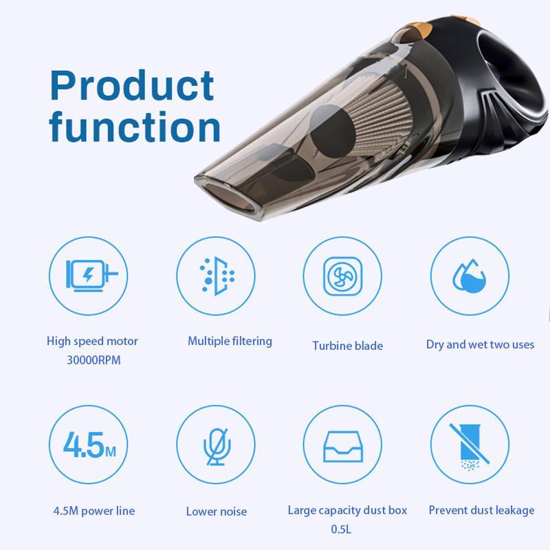 Vehicle Mounted Car Vacuum Cleaner Hoover, 1 Set Car Handheld Small Vacuum Cleaner with High Suction Power, Car Cleaning Tool, Automobile Carpet Cleaner 5