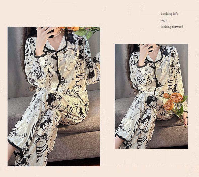 Product Introduction of Bộ Đồ Ngủ Nhung Kim Cương, Cao Cấp, Dành Cho Nữ, Bộ Đồ Mặc Nhà Dài Tay, Phong Cách Pháp Ngọt Ngào Nhung Vàng Mới, Thích Hợp Cho Mùa Xuân, Mùa Thu Và Mùa Đông 17