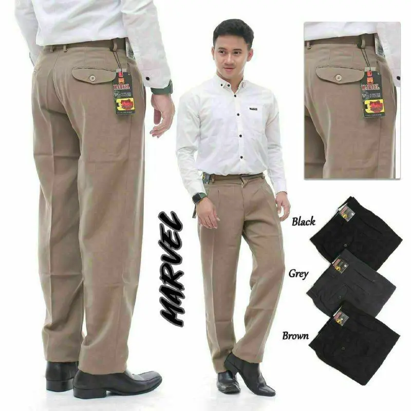 Celana Pria Kerja Reguler Standar Kantor Bahan Kain Halus Size 28 - 38 Murah Adem Nyaman CLQL