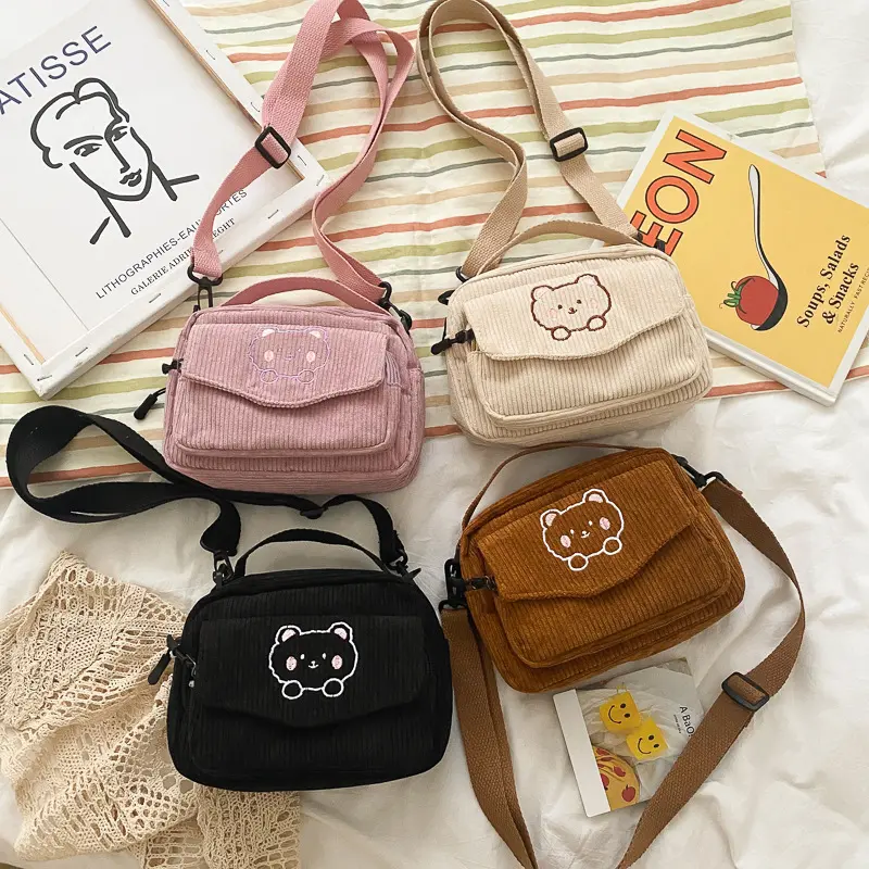 Túi Vải Bố, Thiết Kế Cô Gái Dễ Thương, Phong Cách Hàn Quốc Mới, Phong Cách Ins, túi Messenger, Thích Hợp Cho Học Sinh Nữ, Túi Đeo Vai Bag Hoa Đeo Chéo Nhung Nón Tote