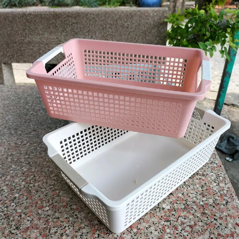 Rổ nhựa chữ nhật dài có quai cầm Việt Nhật 3596 size nhỏ,Khay chữ đựng bút viết văn phòng phẩm, đựng rau củ quả bền dẹp 5