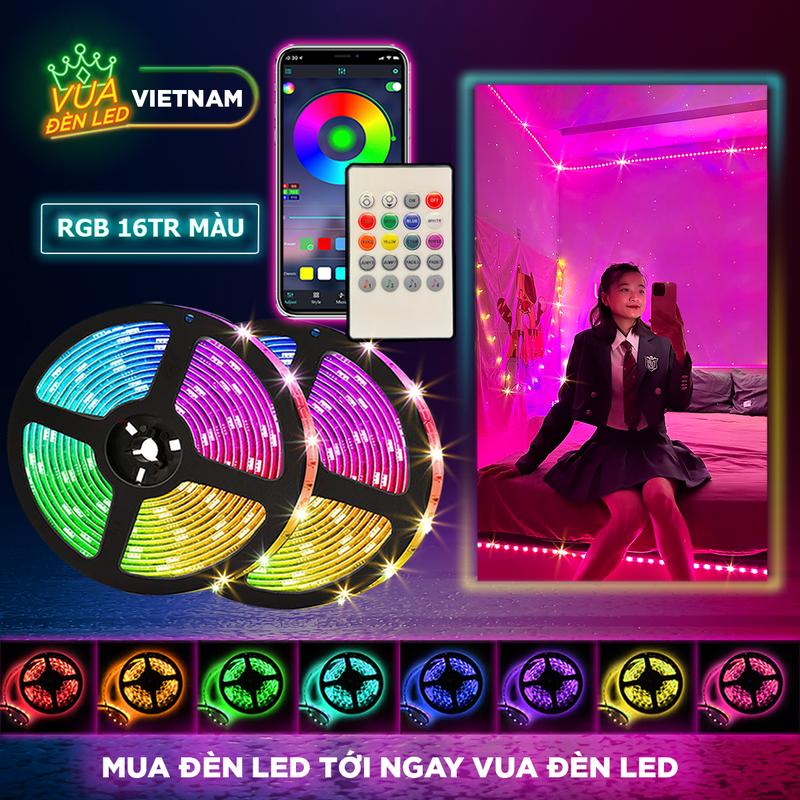 Đèn dây led RGB 2M 3M 5M trang trí decor phòng decor bàn gaming có chế độ nháy theo nhạc điều chỉnh bằng remote và app