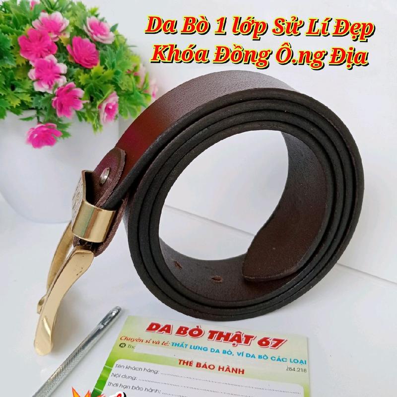 Thắt lưng Da Bò thật 1 lớp khóa Đồng { 013 } Giá Tốt ( T.ặng đinh đục lổ ) Nam 4