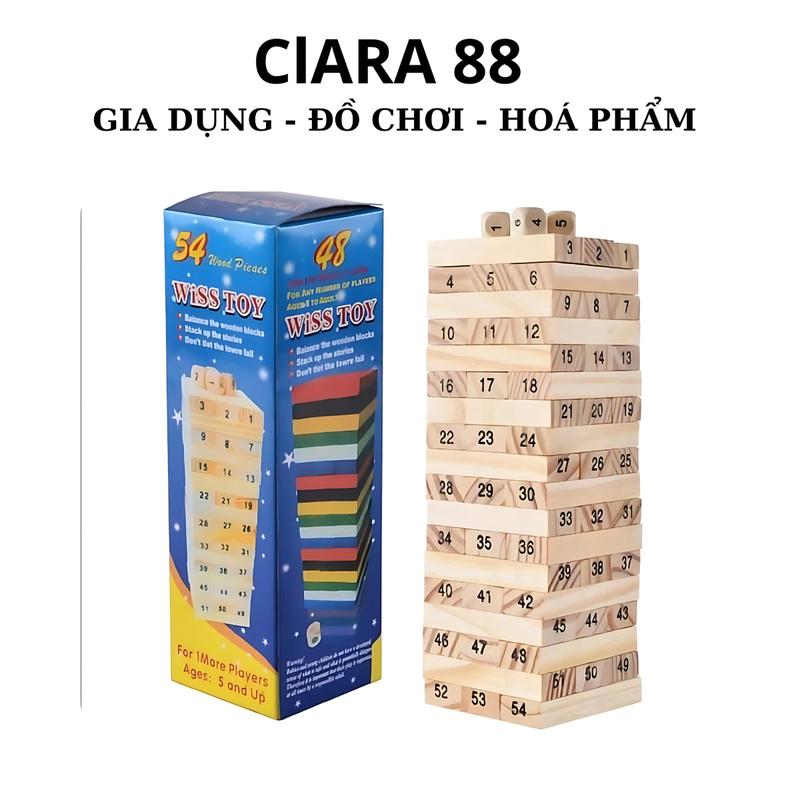 Bộ Trò Chơi Rút Gỗ 54 Thanh Wiss Toy Kèm Xúc Xắc , Bộ đồ chơi rút gỗ 54 thanh mini 0079843