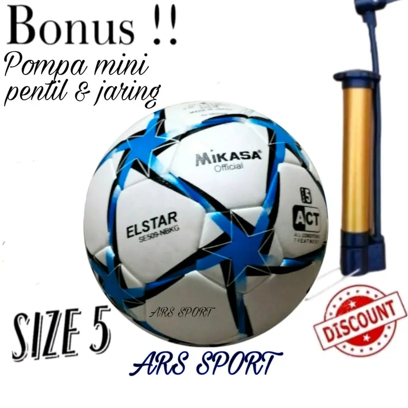 BOLA SEPAK SIZE 5 MIKASA ELSTAR KUALITAS ORIGINAL 100% REALPICT FREE POMPAAN Ball 5