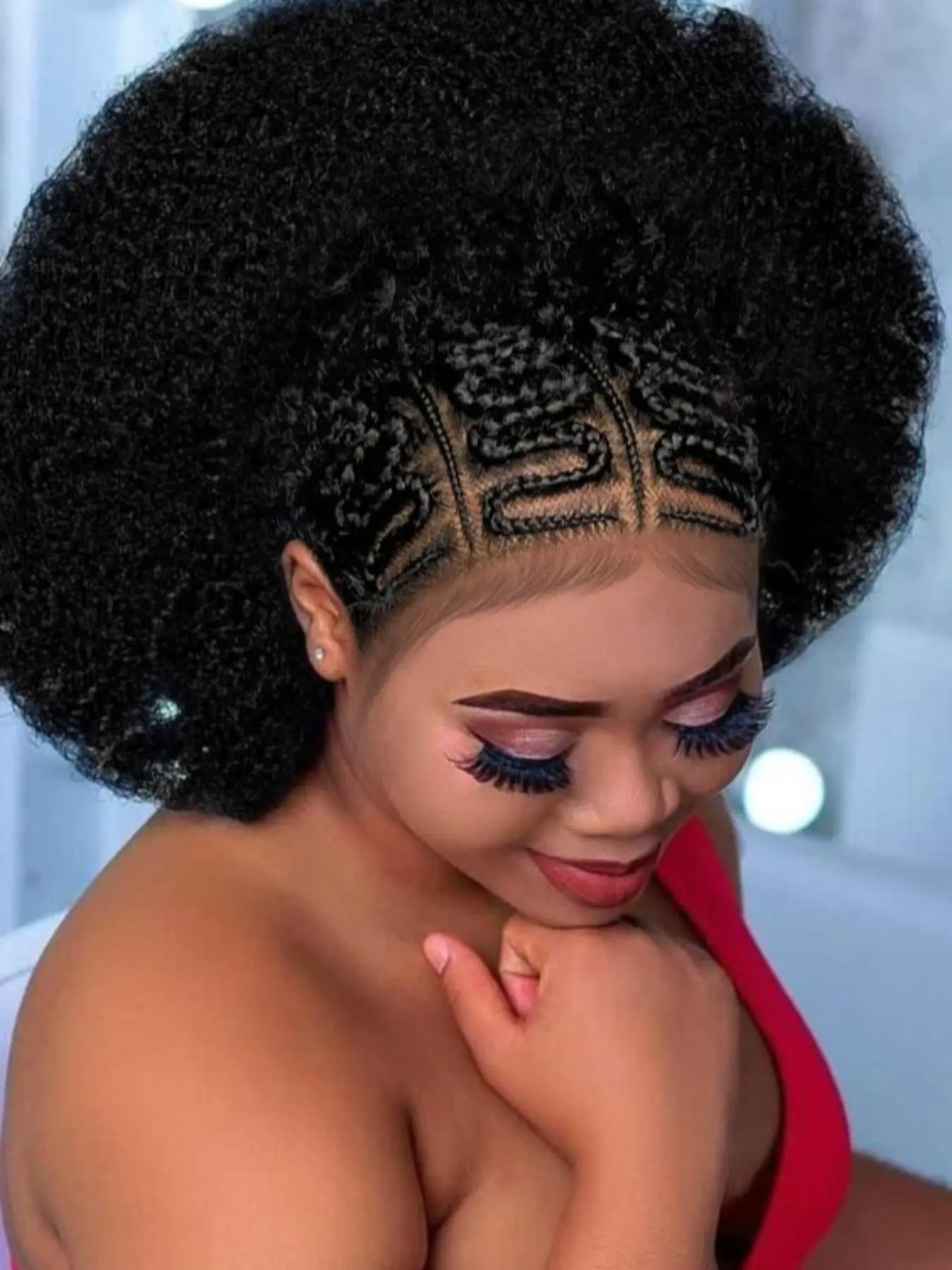 10 Inch Short Afro Kinky Curly Wigs for Women, Gorgeous Fluffy Wigs without Bangs, Synthetic Braided Lace Wigs for Party, Daily Use