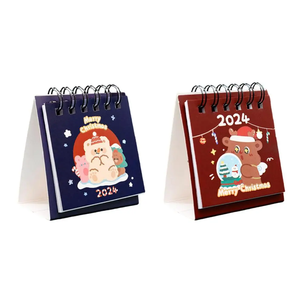 Twin Wire Binding Calendar Xmas Gifts 2024 Standing Desk Calendar for Office Planning Organizing Household Desktop Decoration