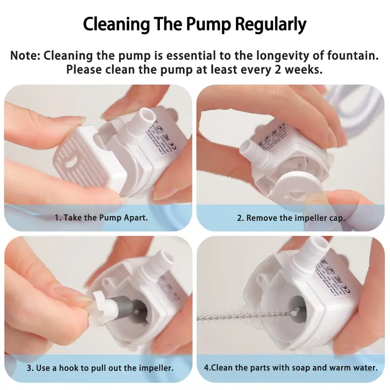 Cat Water Fountain Pump, USB Rechargeable Pet Water Fountain Replacement Pump, Pet Water Fountain Pump for Cat Water Fountain 3