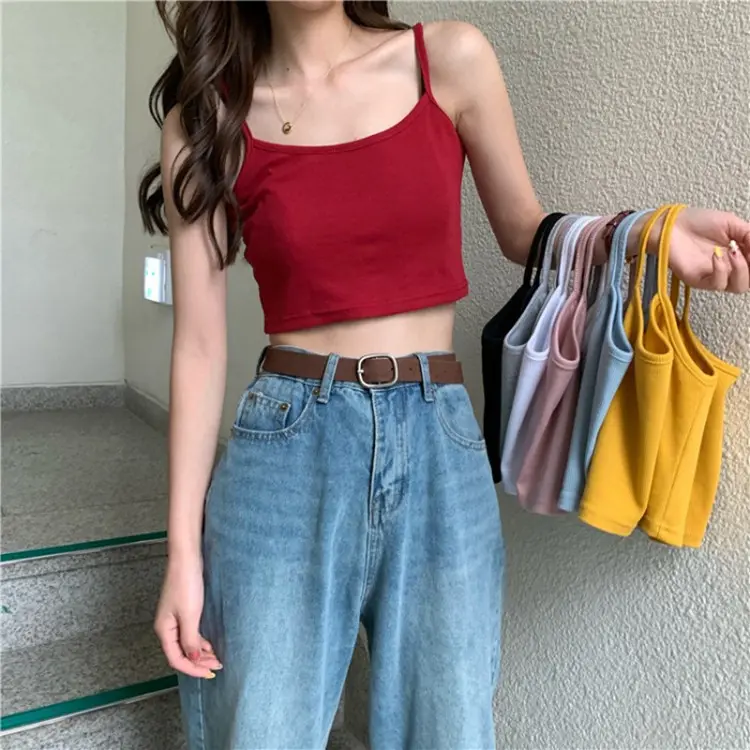 Spicy Girl Small Camisole Vest for Women Summer Internet Celebrity Inner Wear Outer Wear Short Tube Top Base Sexy Backless Crop Top Ins Trend