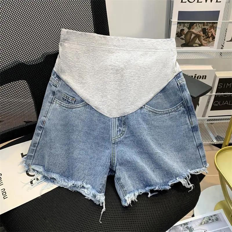 G69505# Pregnant Pants Thin Loose Wide Leg Denim Outerwear Summer Maternity Shorts Pregnancy Pants