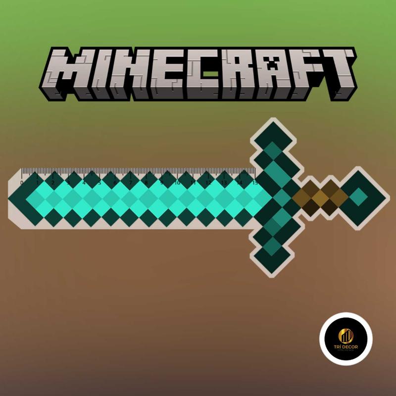  Mô hình Thước Kẻ Học Sinh 15cm In hình game minecraft 
