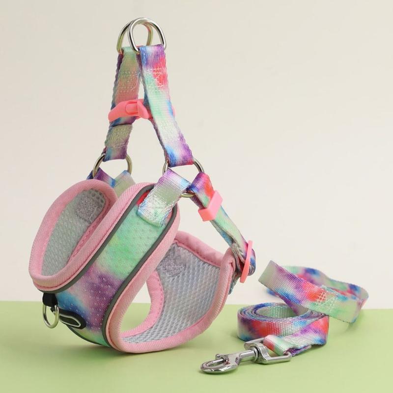 Product Introduction of Dogs Harness Vest Polyester Dog Harness and Leash Set Soft Comfortable Dog Harness with Traction Leash Printed Prevent Escape Cat Chest Strap For Puppy Cats 12
