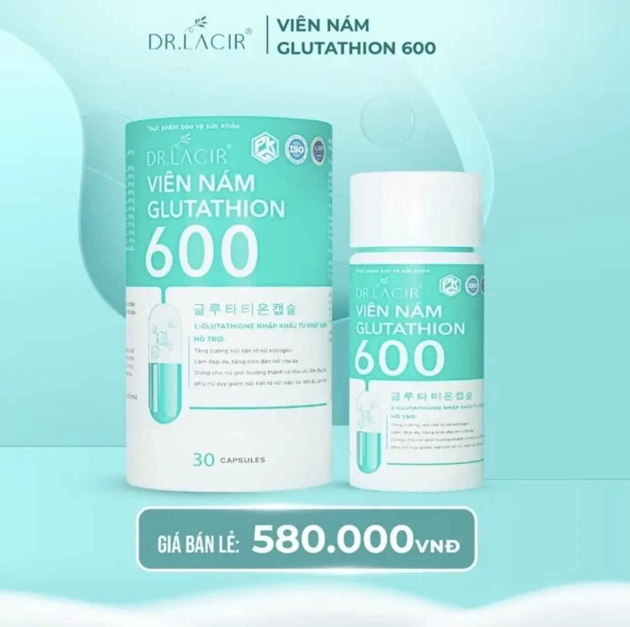 Combo 2h - Viên uống Gluthatinon 600 - sản phẩm chăm sóc da ( mẫu mới )