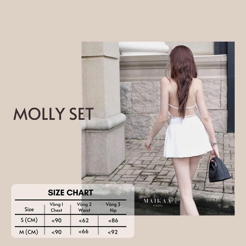 Product Introduction of Maikaa Studio - áo cổ sơmi hở lưng mix chân váy xếp ly trendy -  Molly Set 0