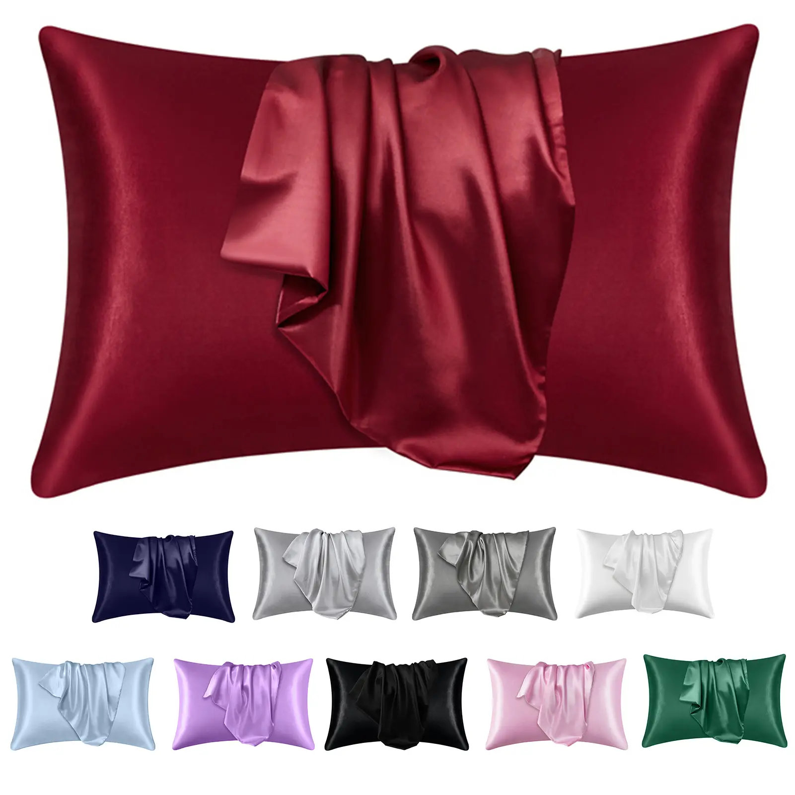 2Pcs/Set Satin Pillowcase Hair Skin Envelope Closure Soft Dustproof Wrinkle Free Washable Cooling Pillow Cover Home Supplies