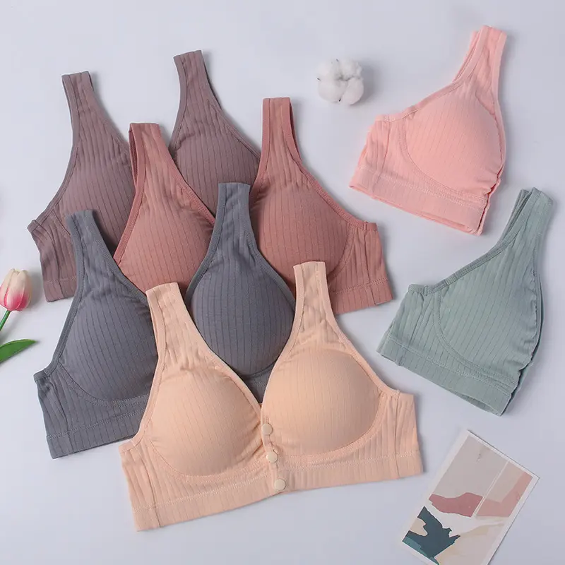 Pakaian Dalam Wanita Hamil  Kancing Depan Bra Tanpa Kawat Katun Murni Murah bh Depan Gesper Wanita Nyaman Tipis Busa Lembut bh pelajar 1018 7