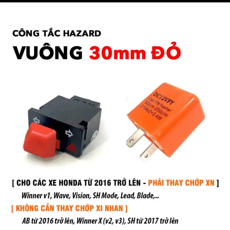 Công tắt HAZARD màu đỏ xe máy (hàng chuẩn) 3