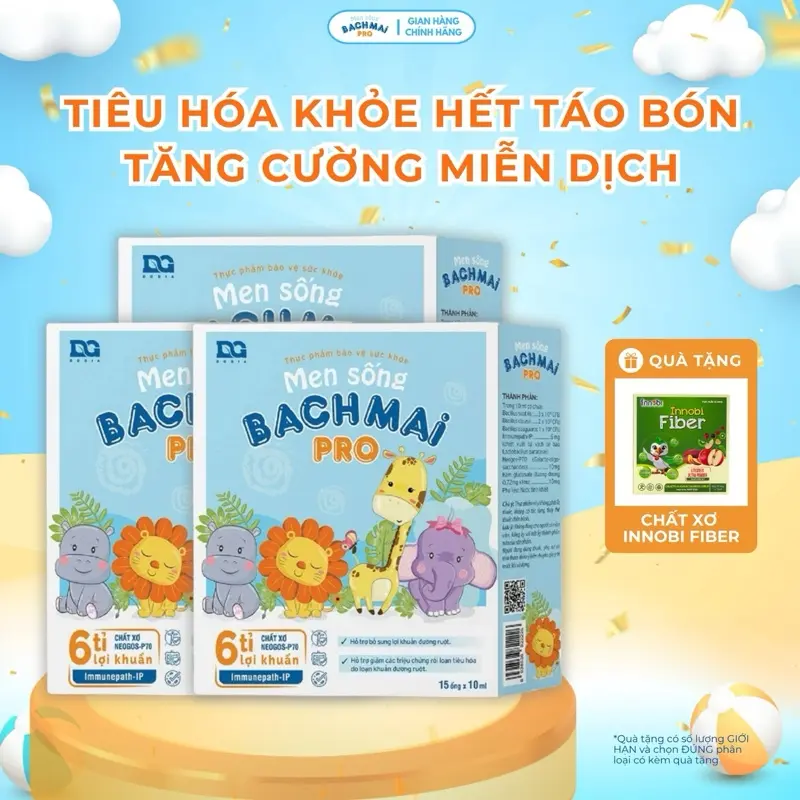 [Combo 3] hộp Men Sống Bạch Mai Pro 6 Tỷ Lợi Khuẩn (men vi sinh dùng cho tiêu chảy, táo bón, rối loạn tiêu hóa, biếng ăn)