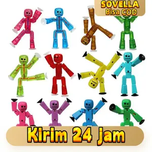 Mainan Stikbot 3D Jointed Movable Action Figure Fleksibel Dengan Cangkir Hisap Untuk Dekorasi Meja Jendela Kulkas Mobil Mainan Kreatif Anak Laki Laki