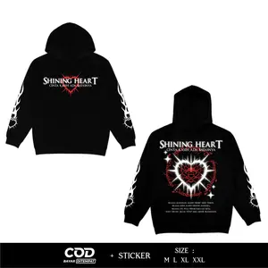 Hoodie Distro Jaket Jumper Ars88store Desain Terbaru Shining Heart Sablon Menyala Reflektif Memantulkan Cahaya Dtf Fashion Wanita Pria Pencak Silat PSHT 240gsm Warna Hitam Biru Ars88store FE4
