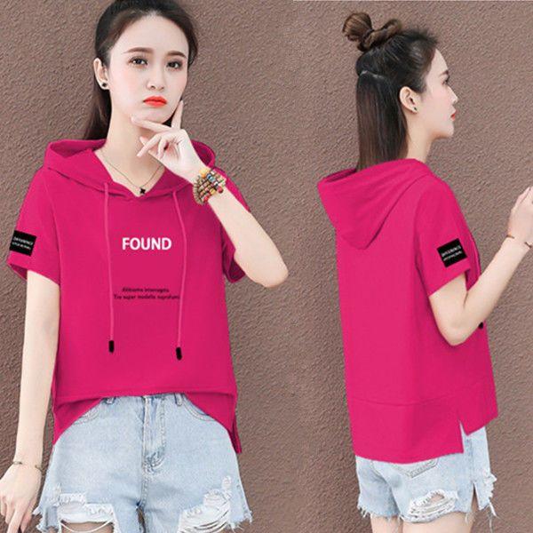 Áo Hoodie Có Mũ Trùm Đầu, ngắn Tay, Dành Cho Nữ, Phong Cách Hàn Quốc, Dáng Rộng Rãi Và Mỏng, Áo Phông, Bao Gồm 100% Bông, Hàng Mới Về Mùa Hè 2024 4