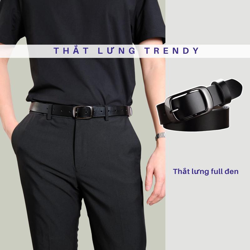  Thắt Lưng Nam Nữ Unisex Màu Đen Bản 2.8cm Phong Cách Hàn Quốc Trẻ Trung TLN025 - Thắt Lưng Titan Trendy 