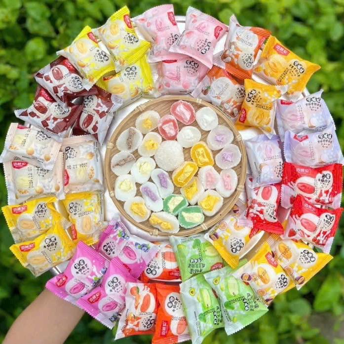 Bánh Mochi Kem Sữa Mix 13 Vị Sầu Riêng Khoai Môn Đậu Nành Xoài Bơ Sữa Đào Dừa Chuối Socola Táo Đỏ Kẹp Đậu Đỏ Chanh Dây Dâu Cam Việt Quất Snack Food Ăn Vặt ngày sx đc in trên bao bì