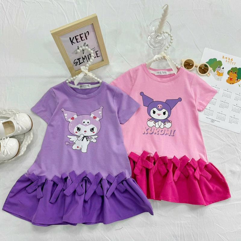 Váy nơ xòe kuromi phối 2 màu 1