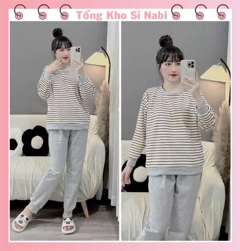  Bộ bầu - bộ sau sinh mặc nhà -   Da Cá - Xám Sọc   - chất liệu thun da cá  Mềm mát 