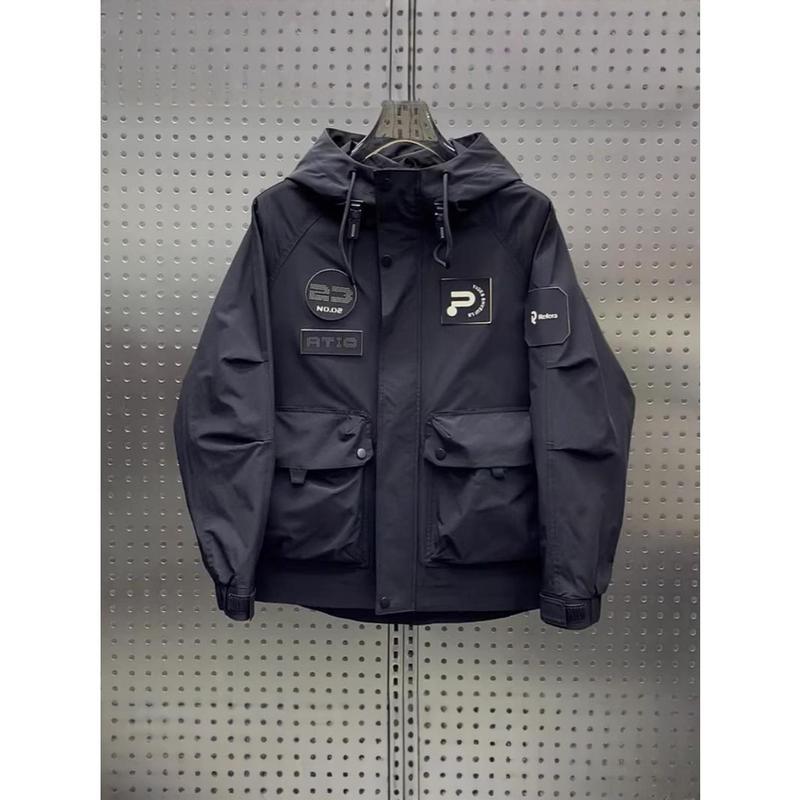 Men's Jacket Spring Autumn New Workwear Hooded Loose Coat Korean Style Versatile Outdoor Jacket Youth Men's Clothing 1