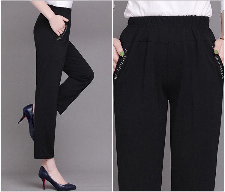 Product Introduction of Quần trung niên nữ ống đứng, quần trung niên cho các chị các mẹ Women Đen Voi Tim 7
