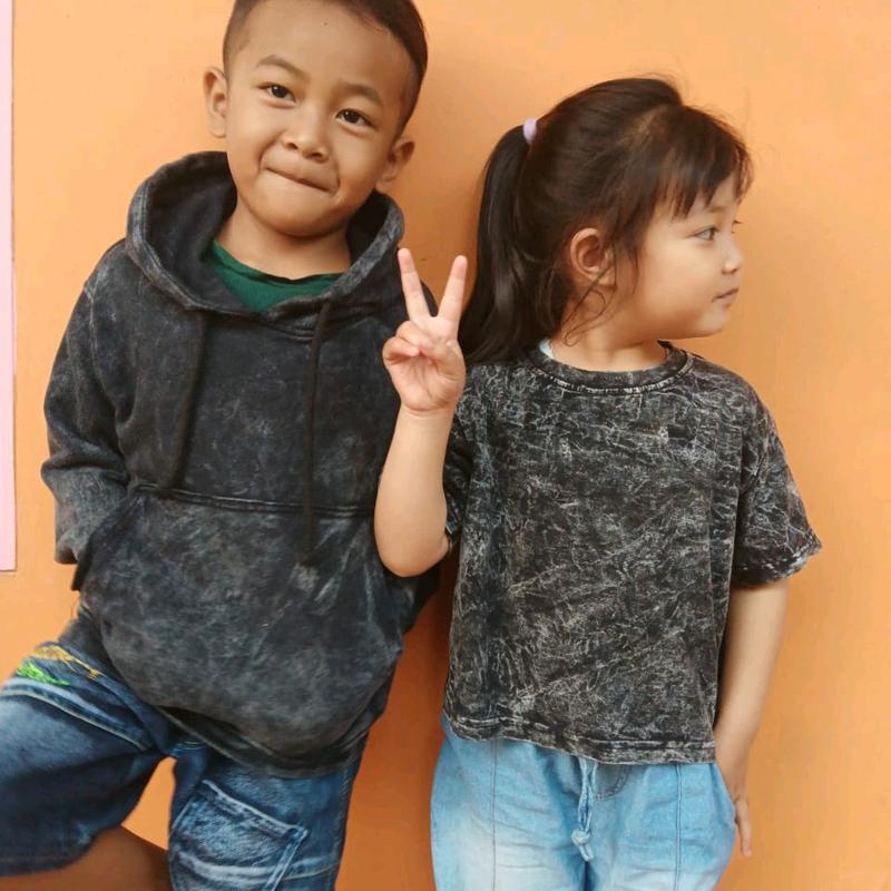 hoodie anak snowblack sweater polos sandwash anak usia 1-6 tahun Katun 2