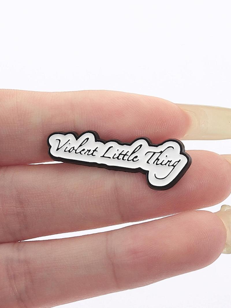 Product Introduction of Violent Little Thing Letter Pattern Brooch, Fashion Alloy Badge for Daily Clothing Decor, Trendy All-match & Exquisite Brooch for Birthday Gift 5